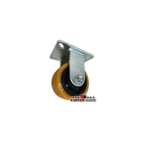 Casterhq 6"x3" Kingpinless Heavy Duty Rigid Caster, Super Poly on Iron Wheel CB-10RCSP63